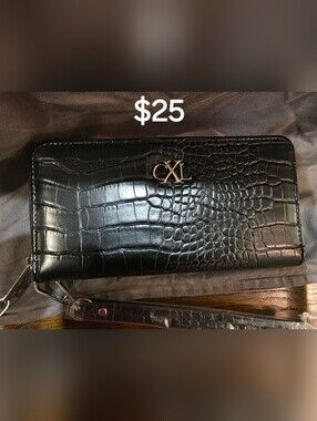 Christian Lacroix Kara Croco Double Zip Around Wristlet Wallet